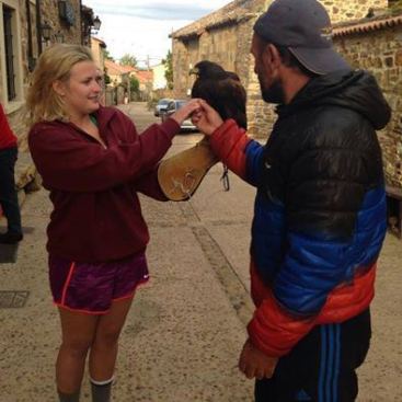 Maddie holding a falcon: unexpected surprises on the trail